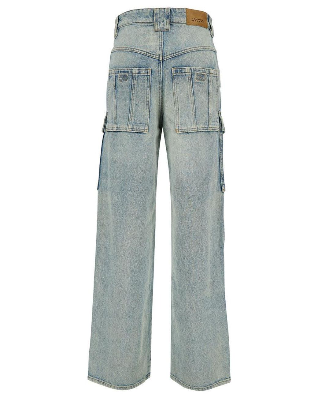 Isabel Marant Blue 'Heilani' Light Cargo Jeans With Logo Patch