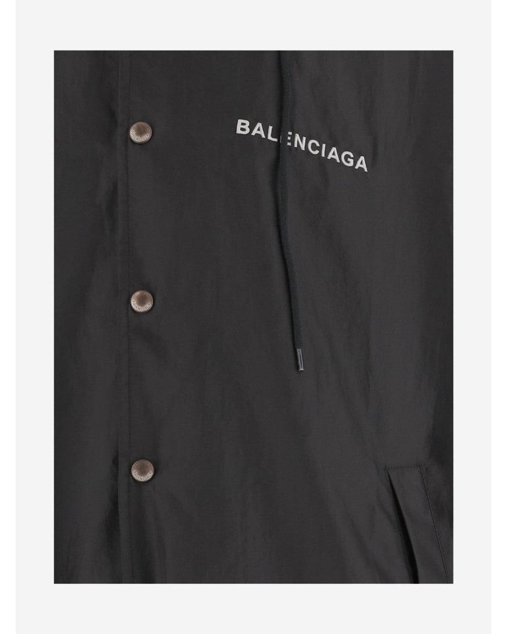 Balenciaga Black Nylon Jacket With Logo Polyester for men