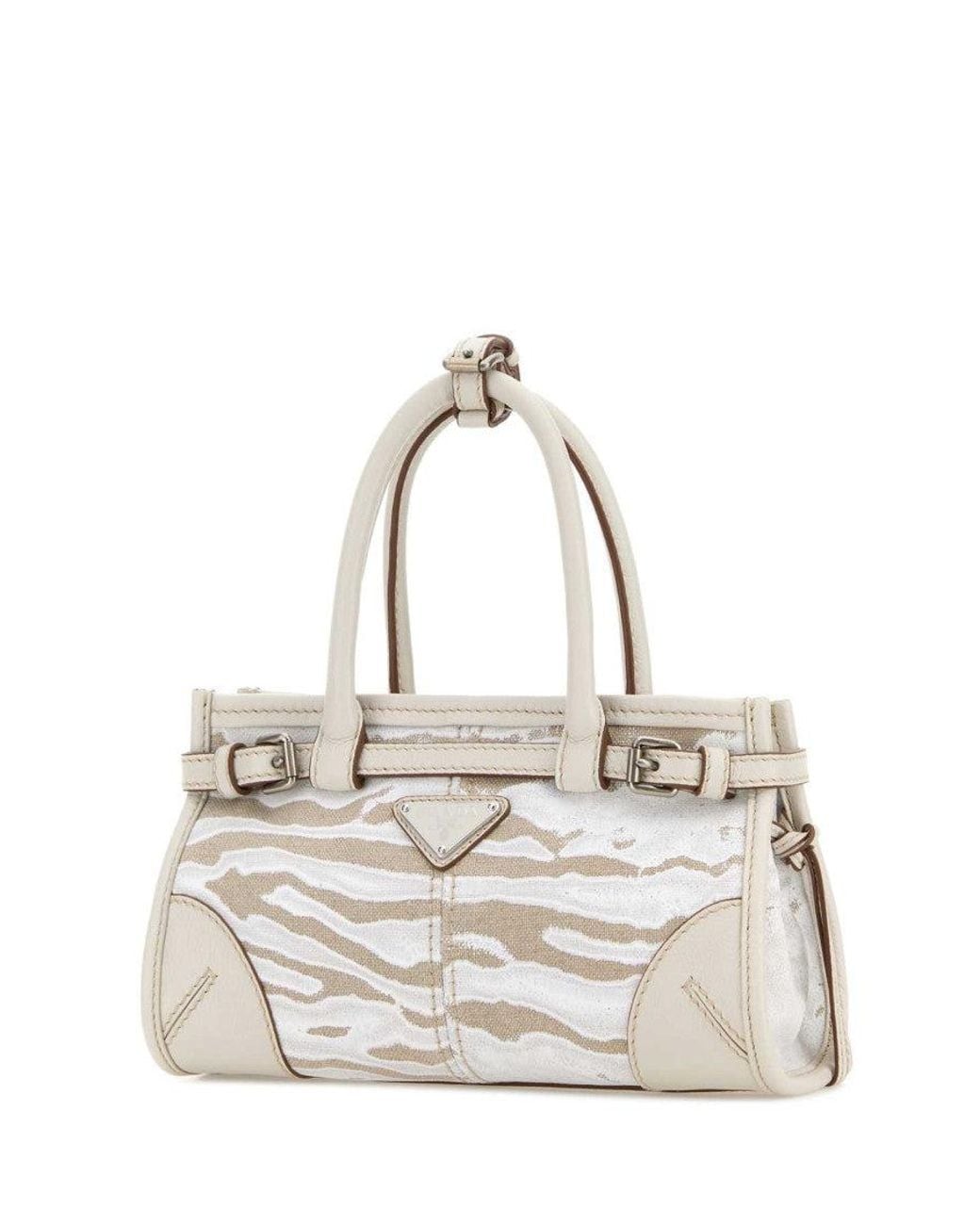 Prada White Natural Bonnie Small Satchel