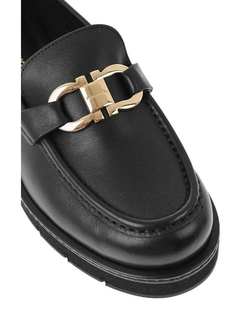 Ferragamo Black Leather Loafers