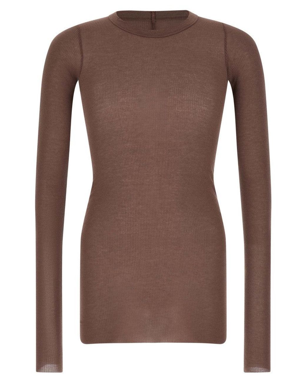 Rick Owens Brown Dark Ribbed T-Shirt for men