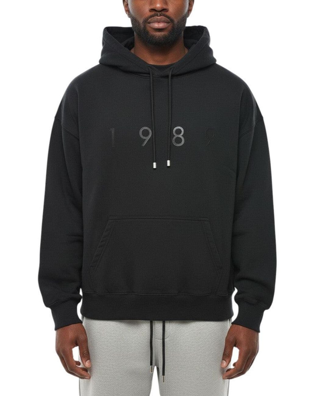 1989 STUDIO Black Relaxed Logo Hoodie for men