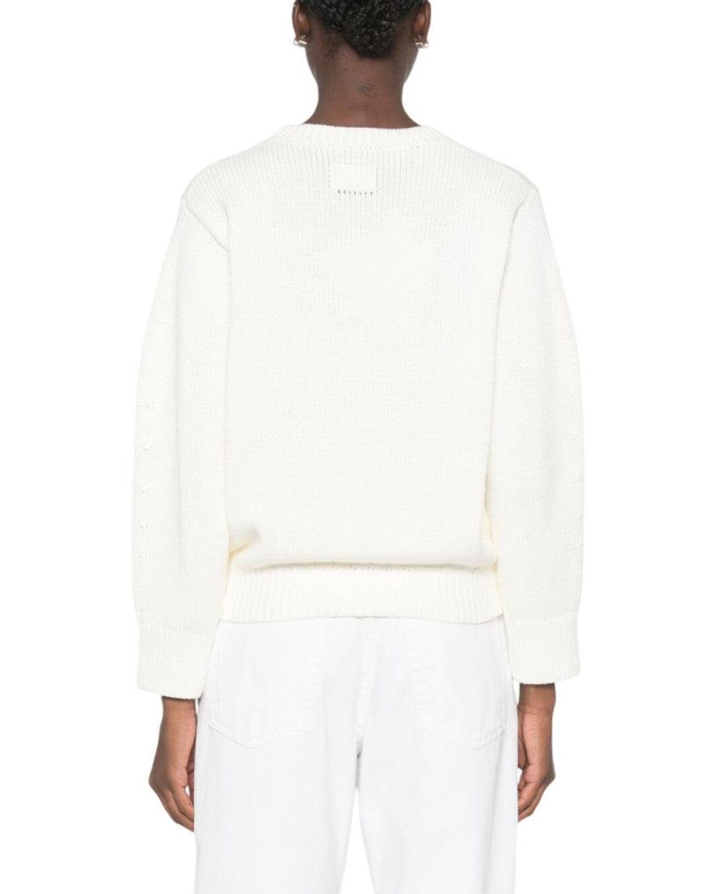 Totême White Knitted Crew Neck Sweater