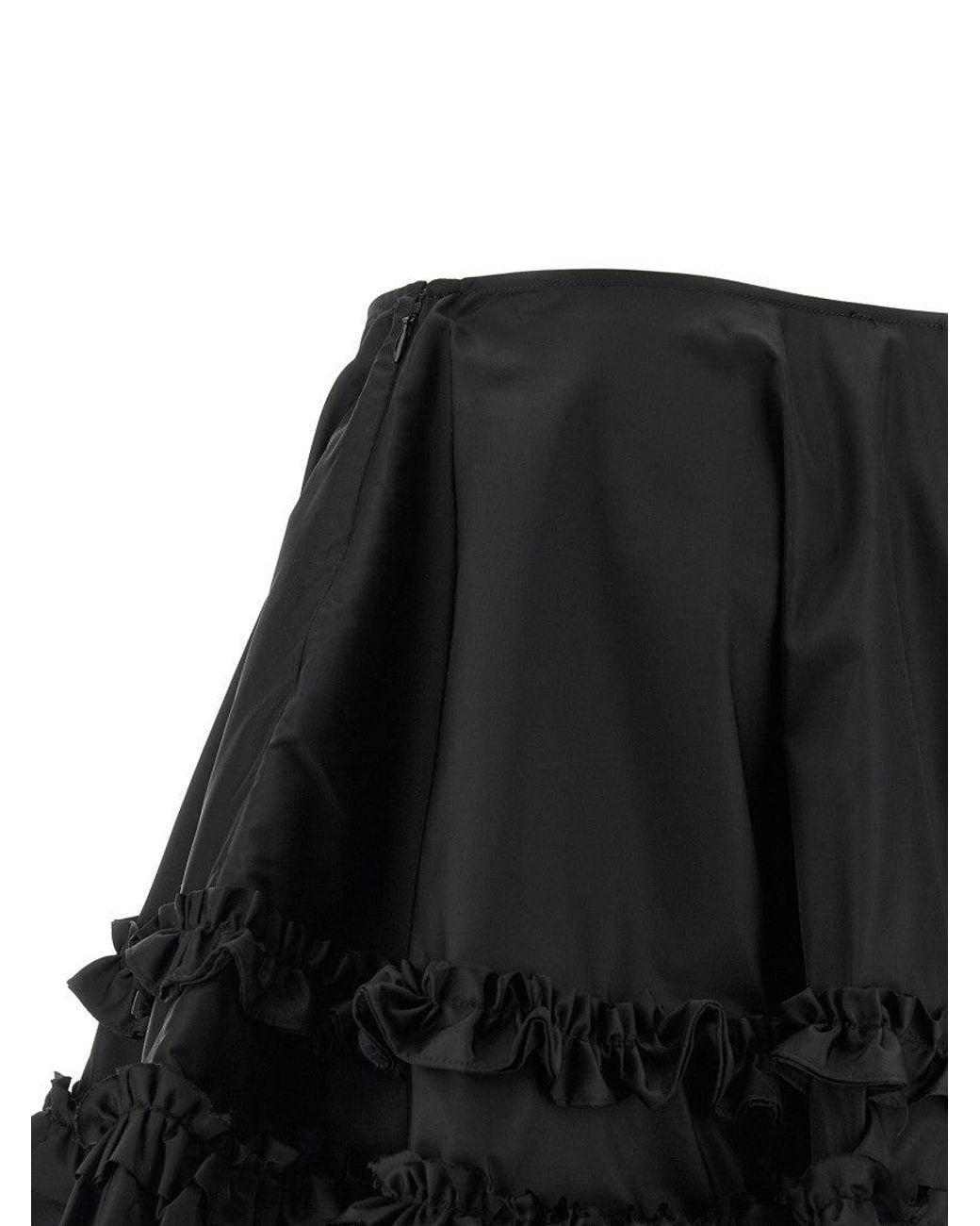 Ganni Black 'Duchesse Nylon Mini Frill' Skirt