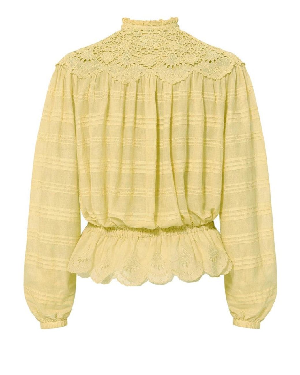 Isabel Marant Yellow Embroidered Band Collar Top