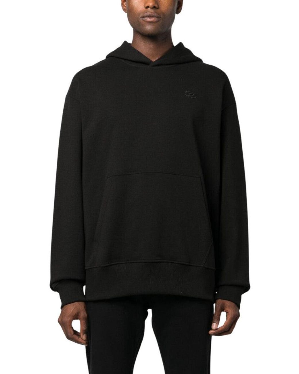 DIESEL Black Regular Logo Hoodie for men
