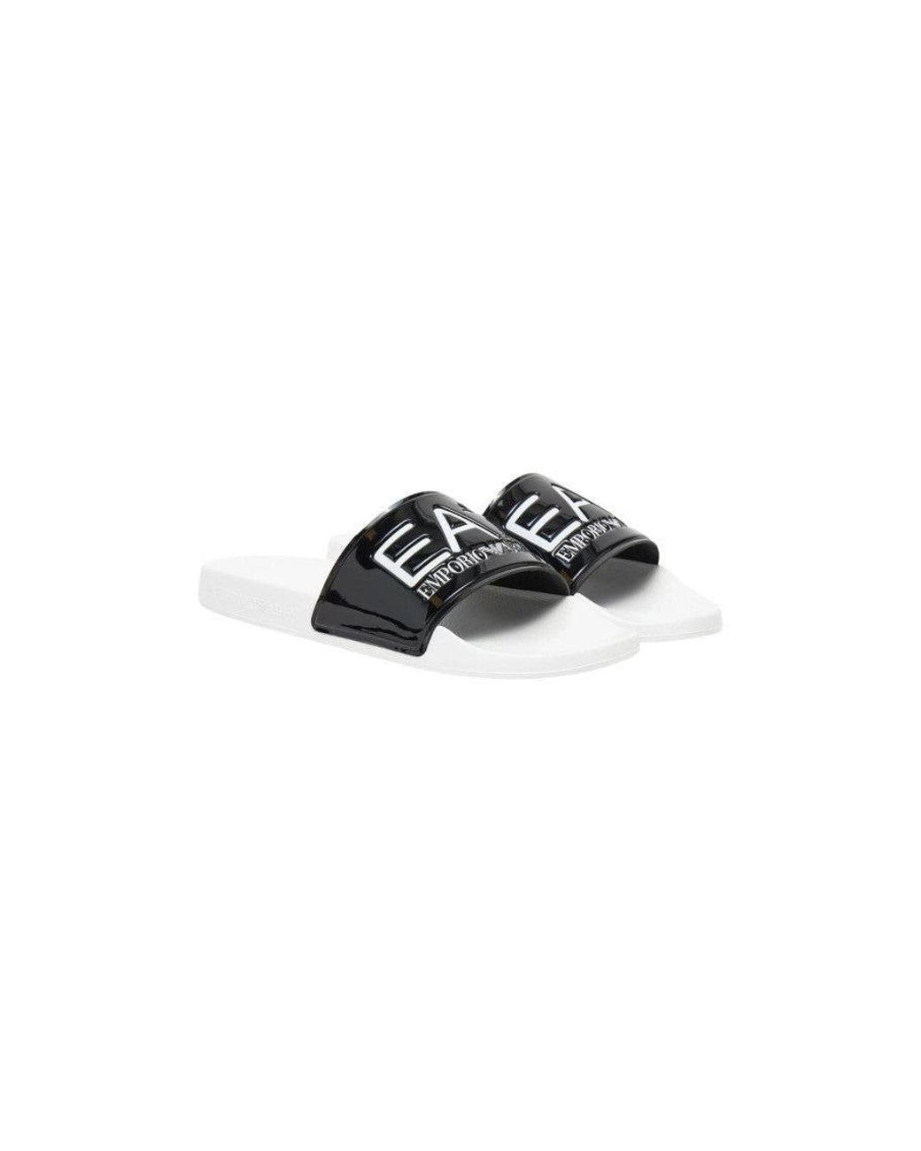 EA7 Blackwhite Round Toe Slides for men
