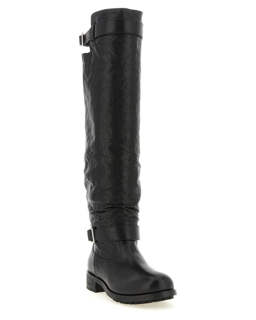 Jimmy Choo Black Leather Biker Boots