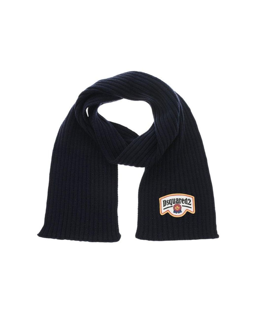 DSquared² Black Knitted Logo Scarf for men