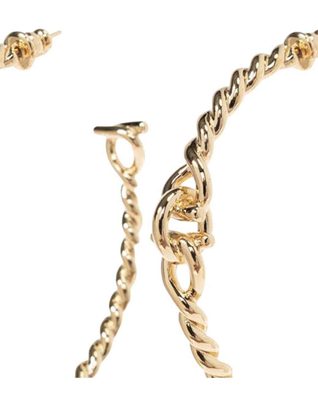 Ferragamo Metallic Golden Twisted Hoop Earrings