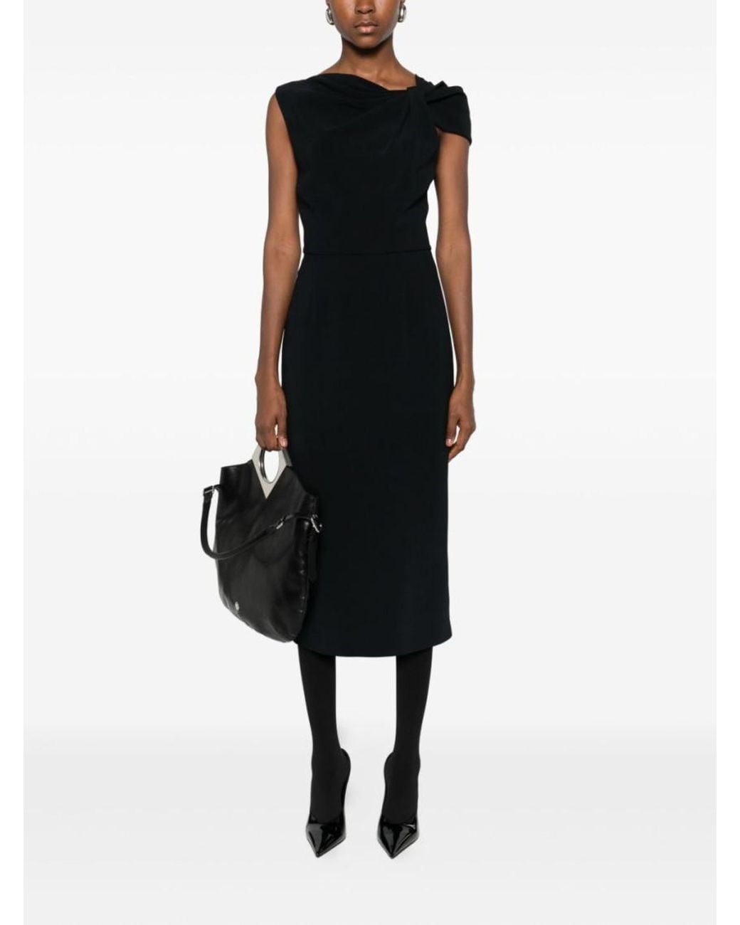 Givenchy Black Draped Midi Dress