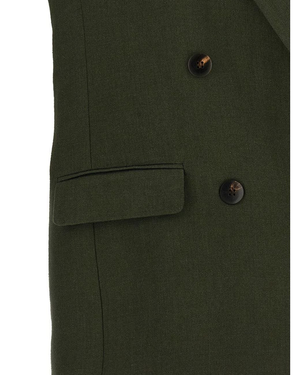 Max Mara Green Solid Peaked Lapel Jacket