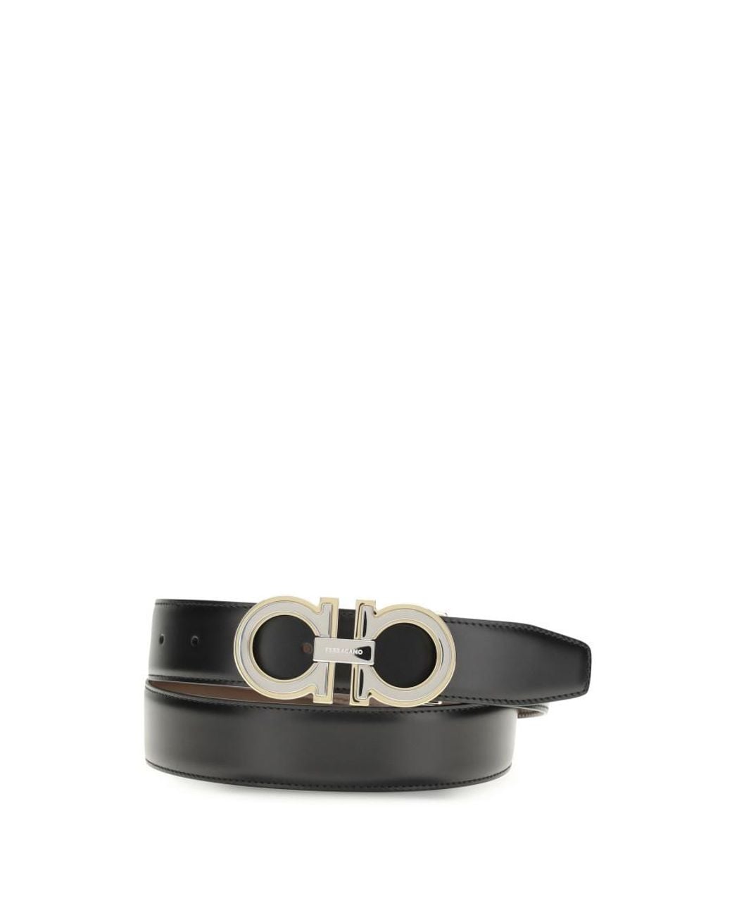 Ferragamo White Gancini Solid Reversible Belt for men