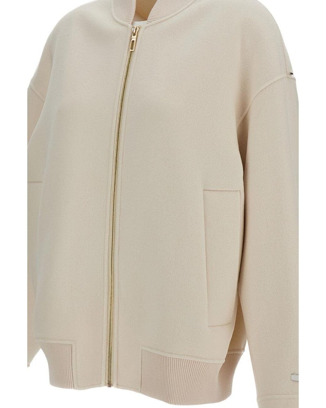 Sportmax Natural Off Solid Mock Collar Jacket