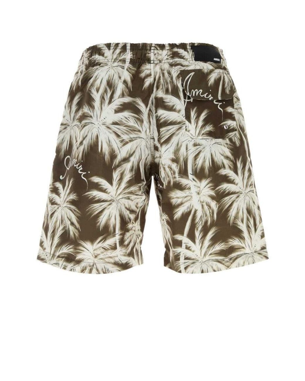 Amiri Brown Printed Swim Shorts for men