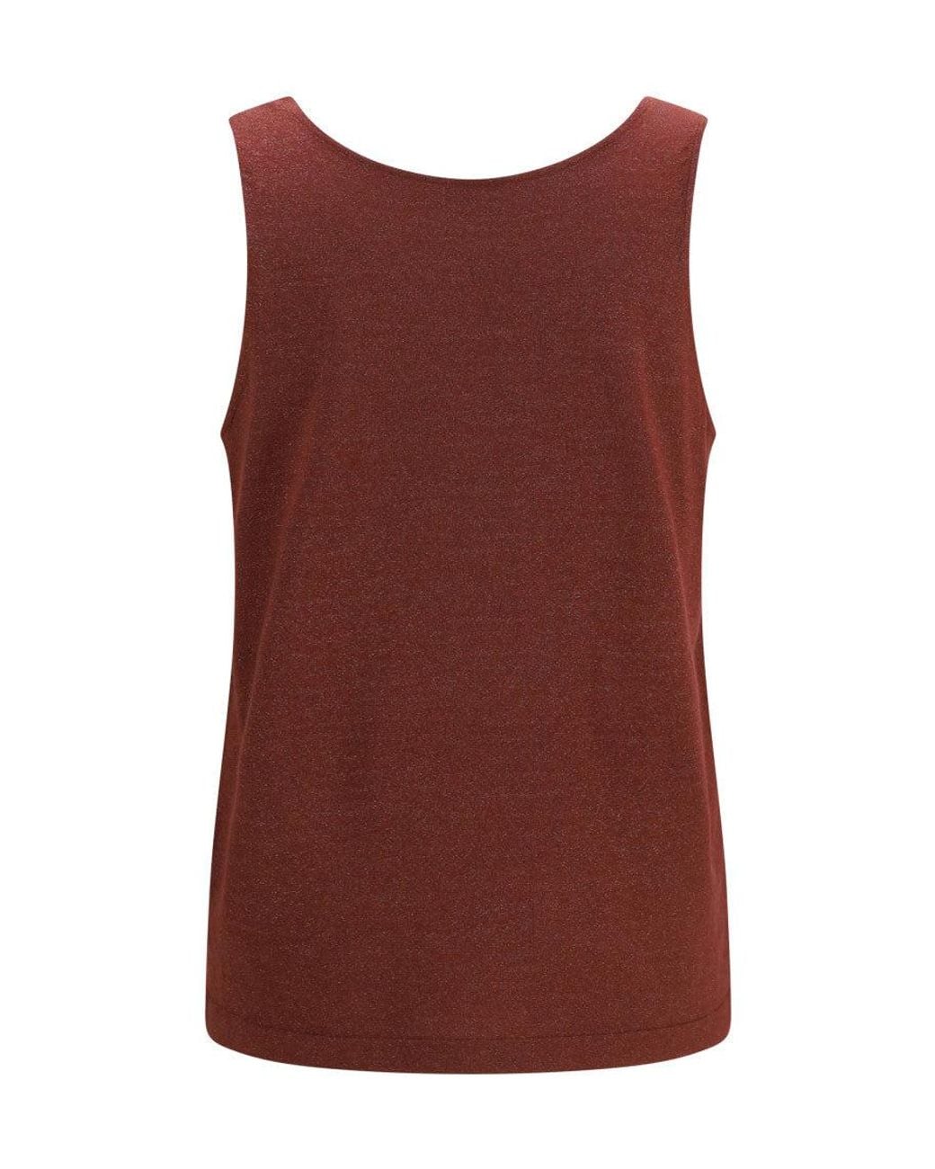 Brunello Cucinelli Red Embellished Round Neck Top