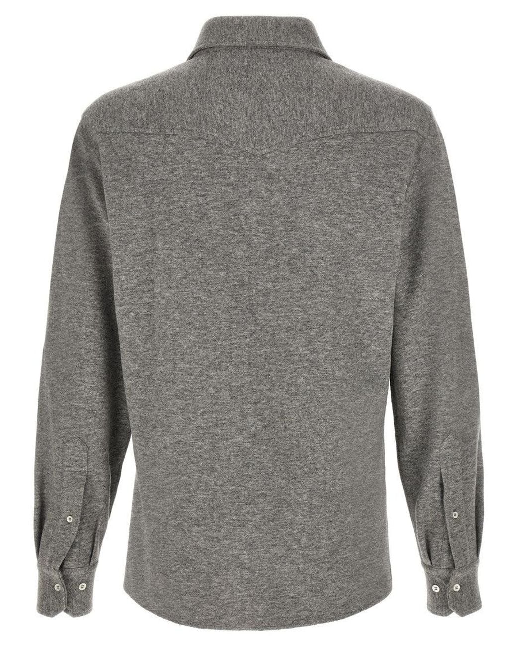 Brunello Cucinelli Gray Brunello Cucinelli Cashmere-Cotton Mélange Shirt for men