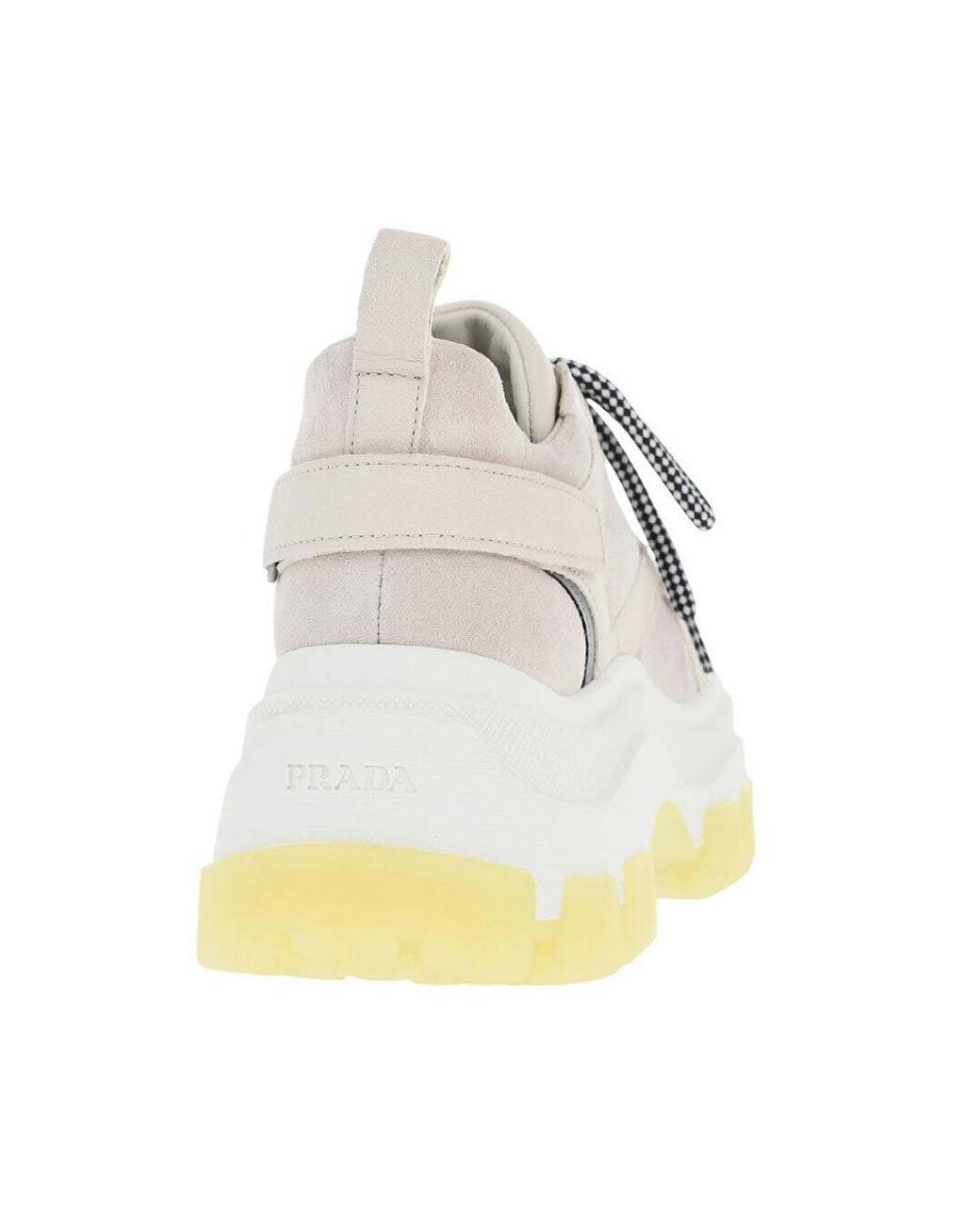 Prada White Lace Up Sneakers