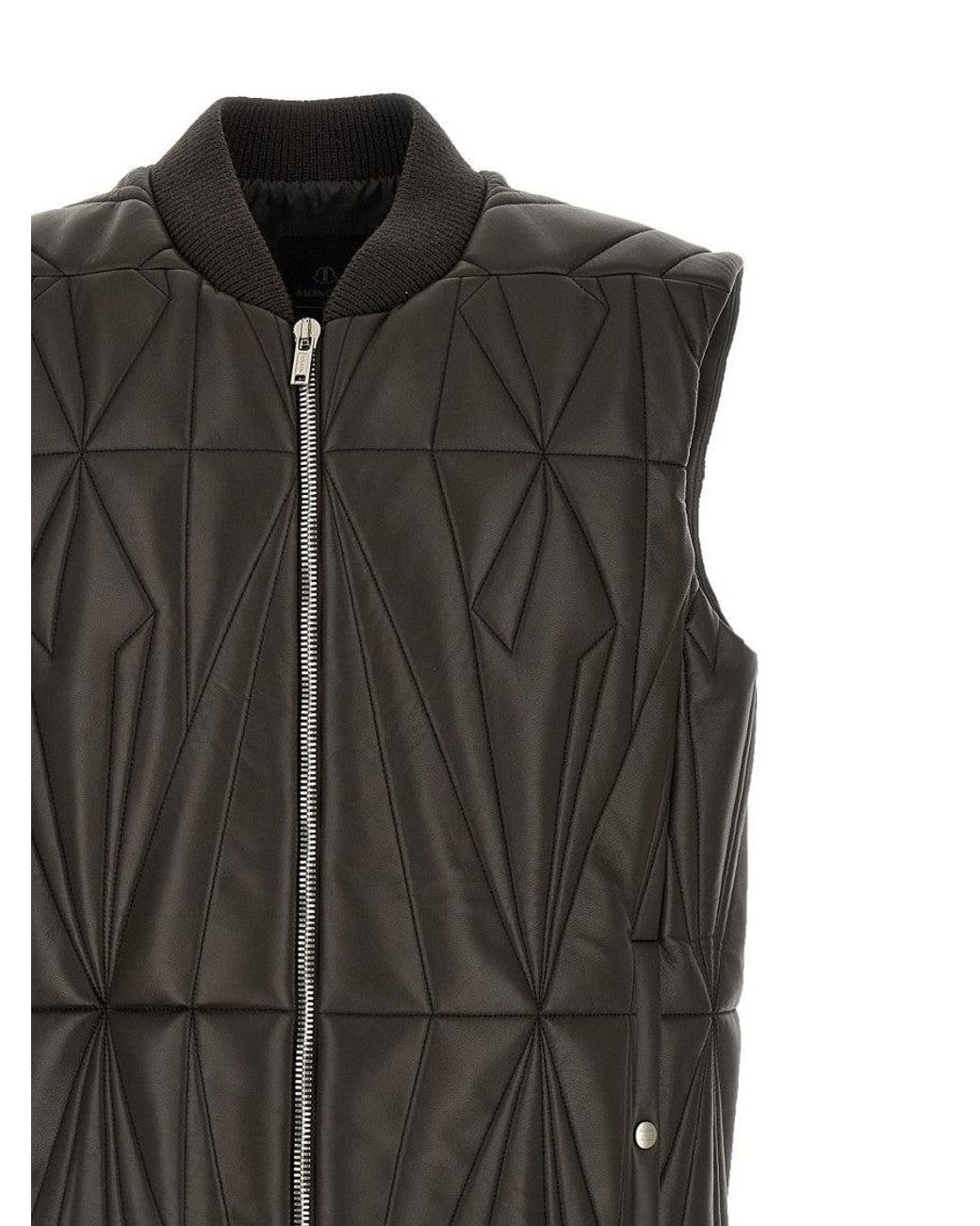 Rick Owens Black Geometric Mock Collar Vest for men