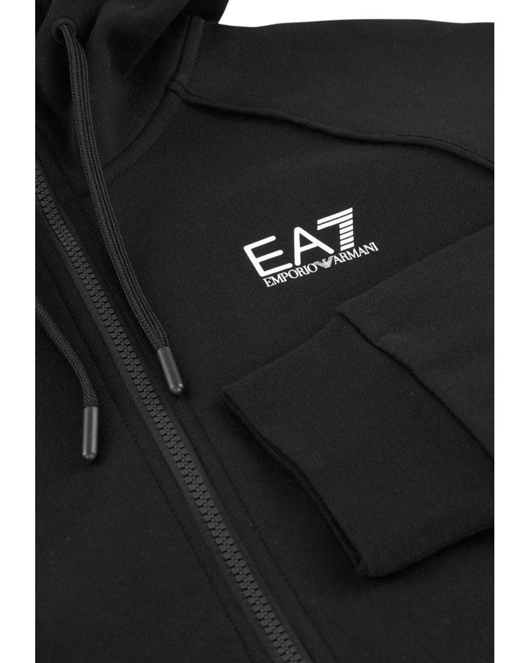 EA7 Black Graphic Logo Hoodie for men