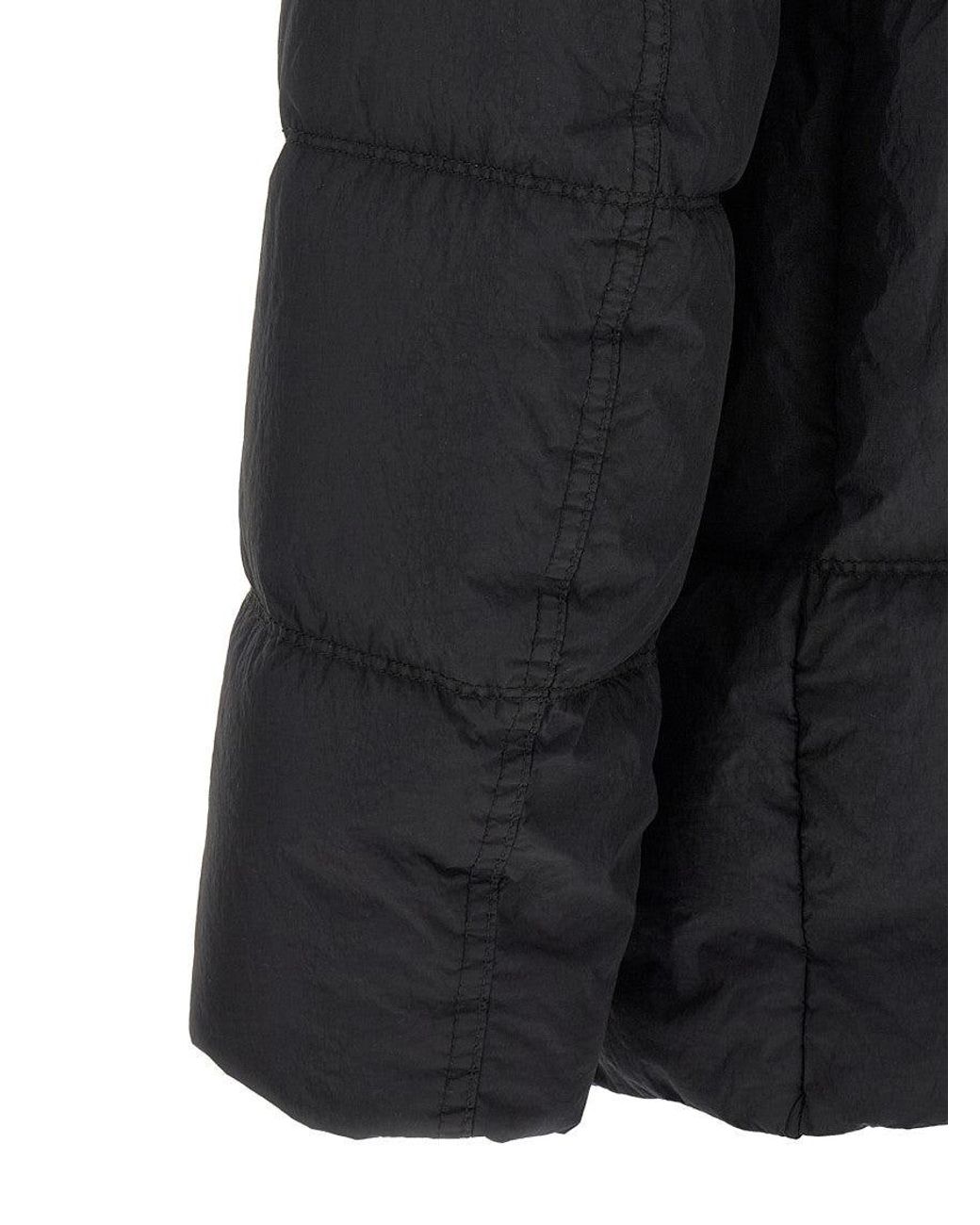 Stone Island Black Ruffled Effect Down Jacket for men