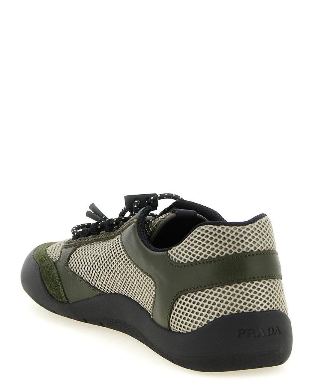 Prada Green Textured Sneakers for men