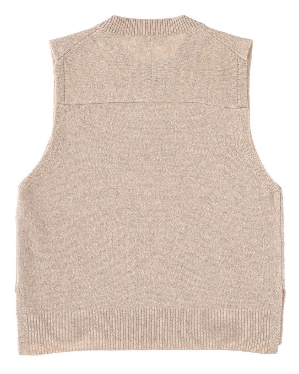 Maison Kitsuné Natural Ribbed Boxy Wool Vest