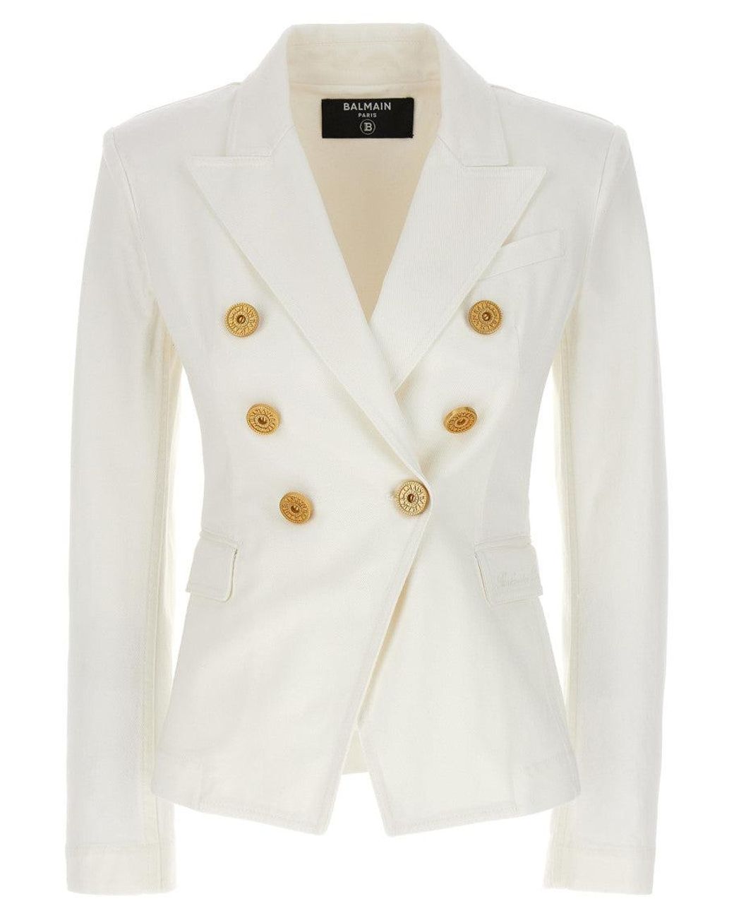 Balmain White Stylish And Chic 6-Button Denim Jacket For