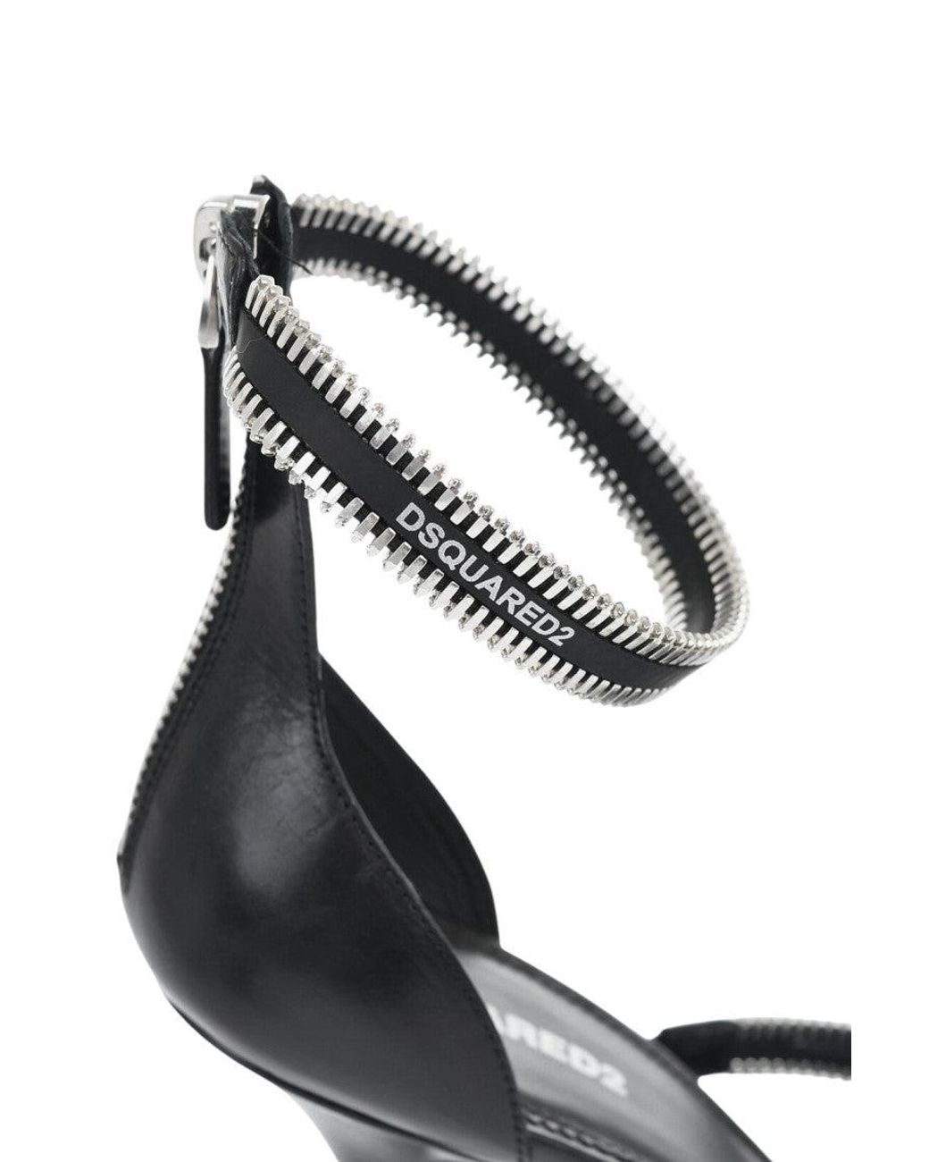 DSquared² White Leather Ankle Strap Heels
