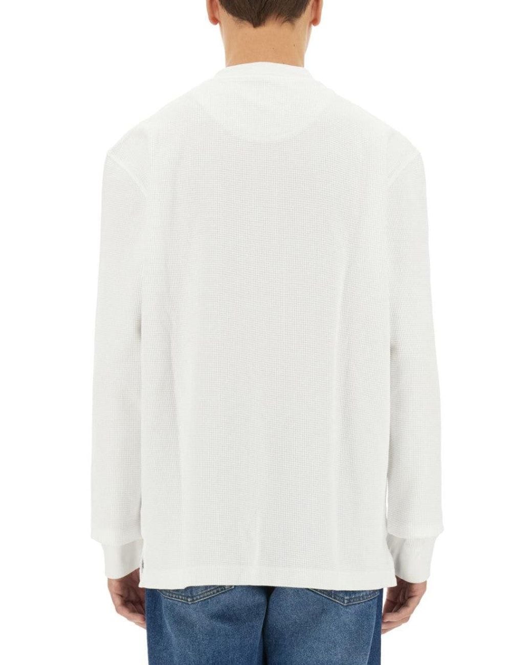 Baracuta White Henley Cotton T-Shirt for men