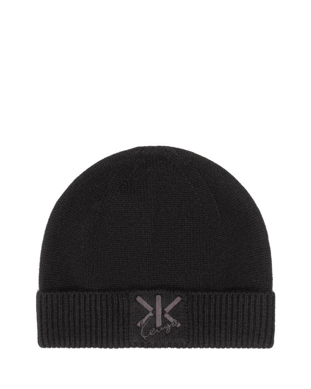 KENZO Black Logo Beanie Cap for men