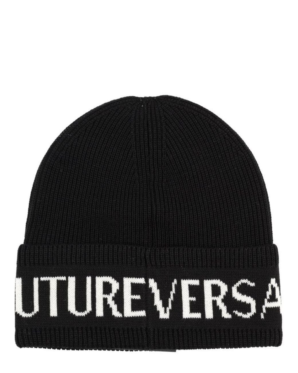 Versace Jeans Couture Black Logo Beanies Hat for men