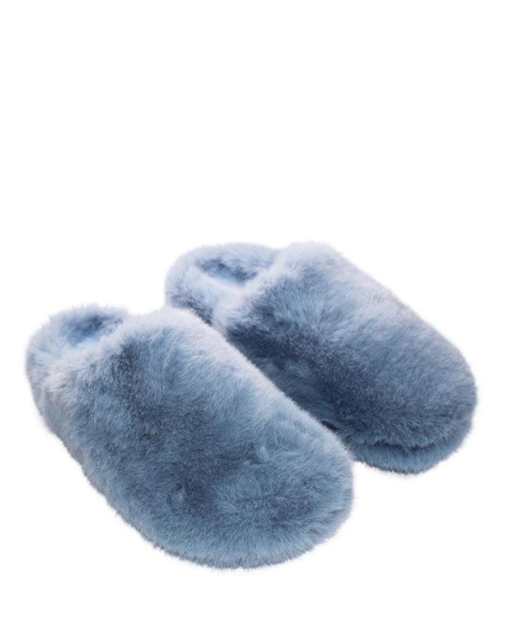 LA ROSE Blue Furry Slides