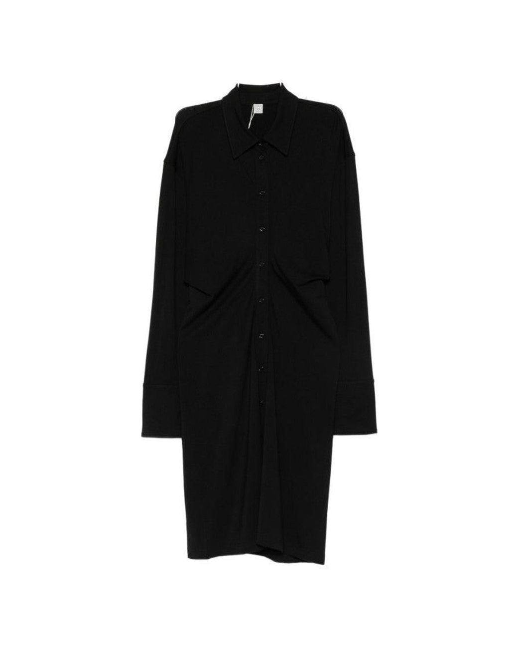 Totême Black Shirt Collar Knee Length Dress
