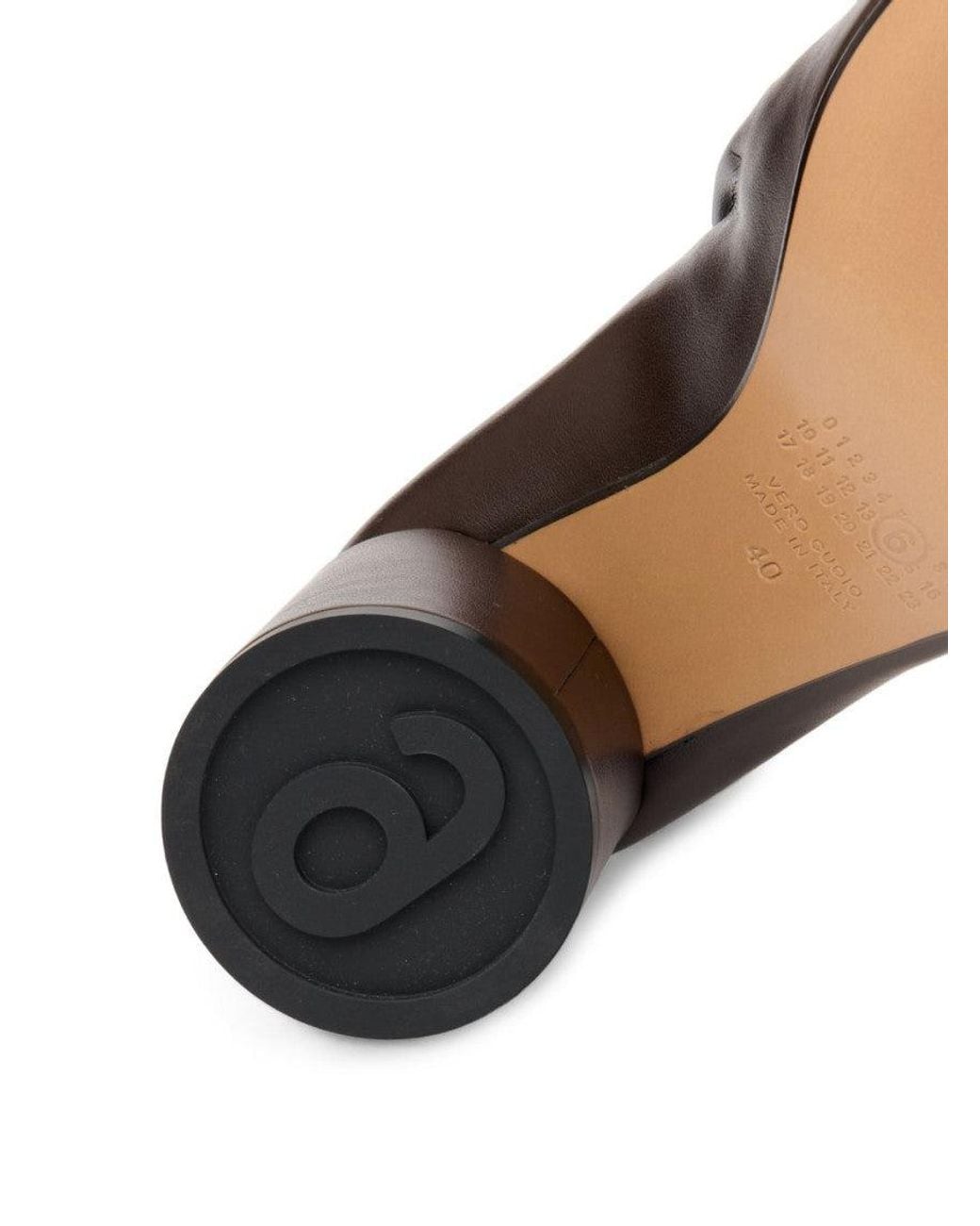 MM6 by Maison Margiela Brown Leather Slip-On Pumps