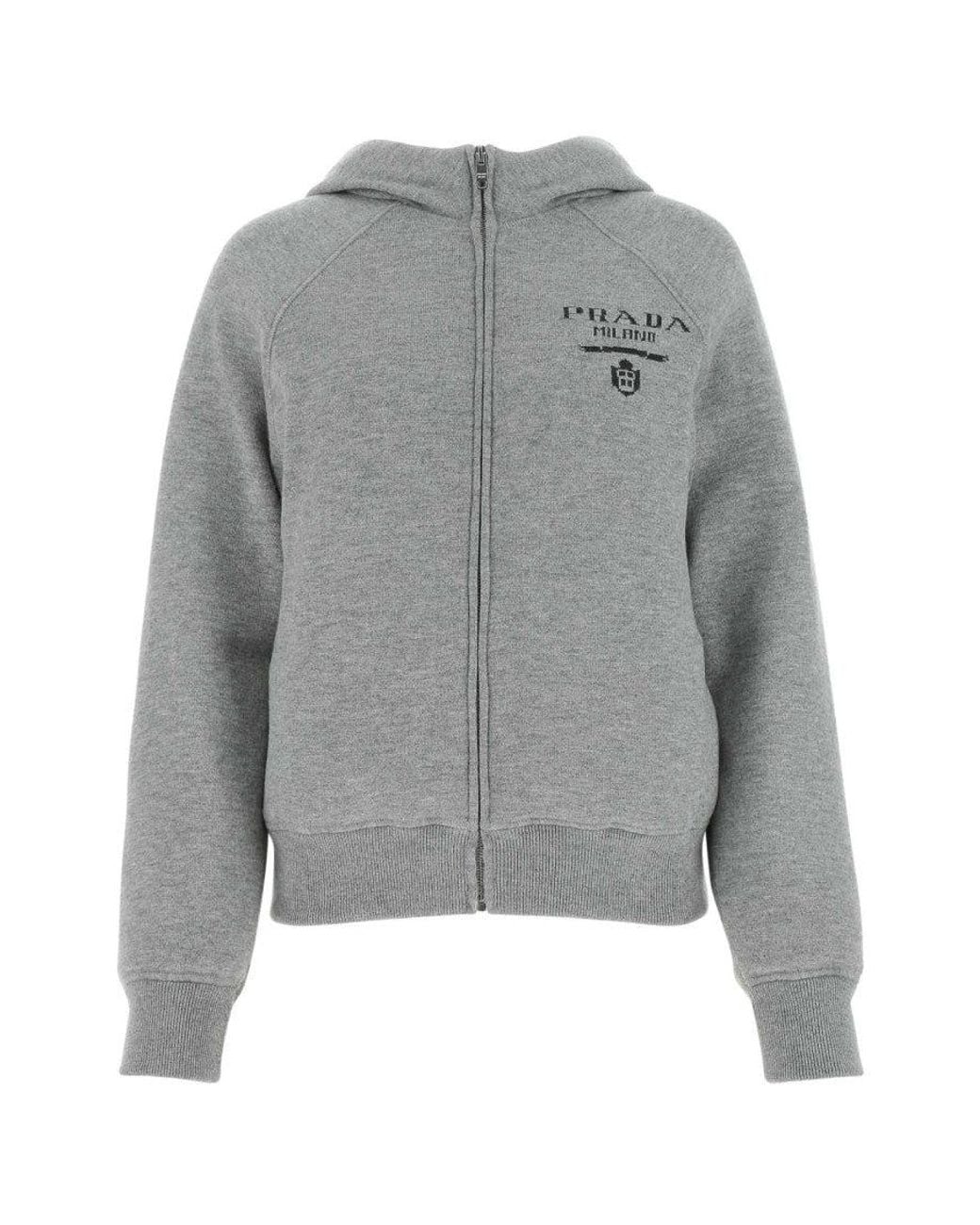 Prada Gray Cashmere Blend Down Sweatshirt