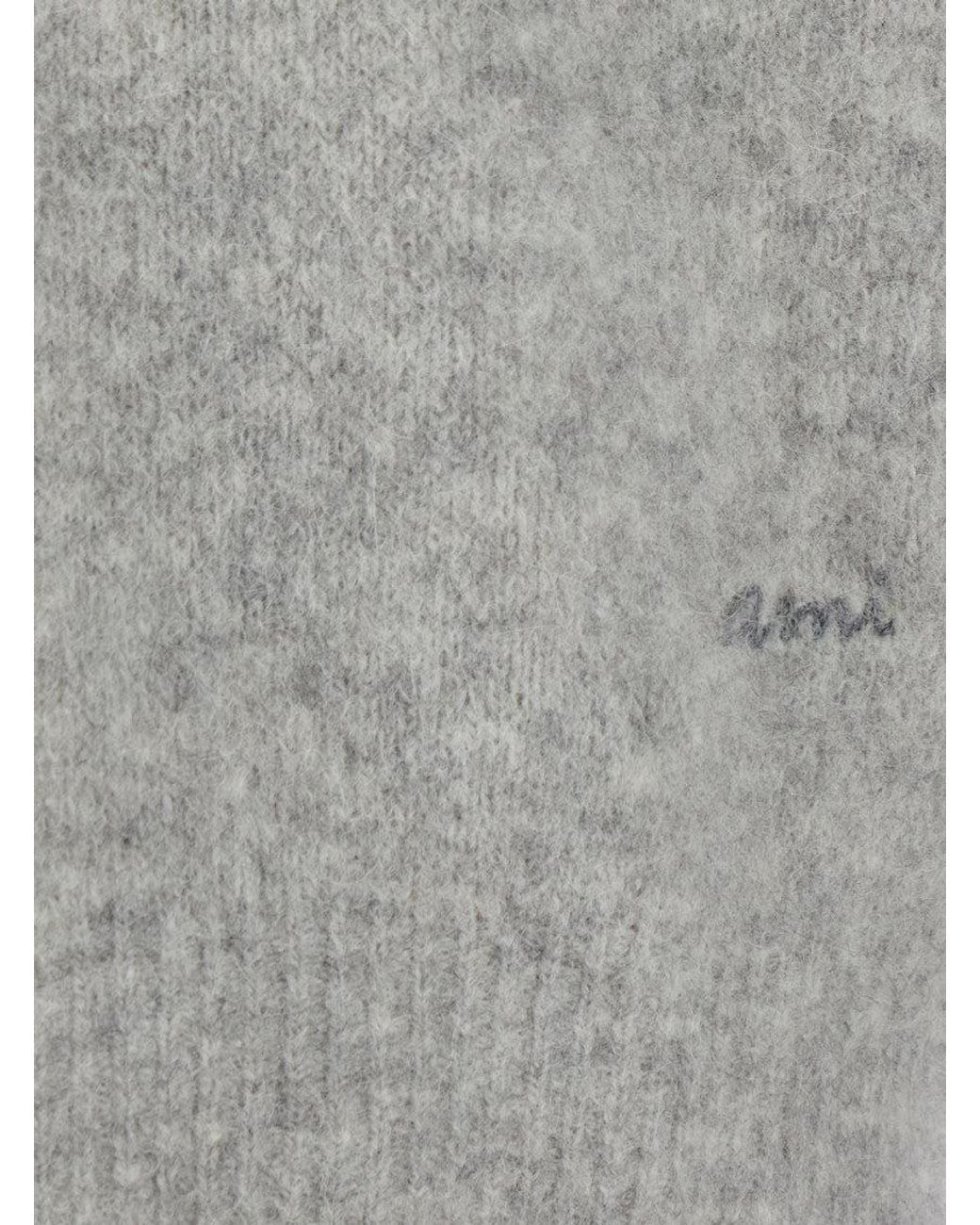 AMI Gray Crewneck Logo Sweater for men