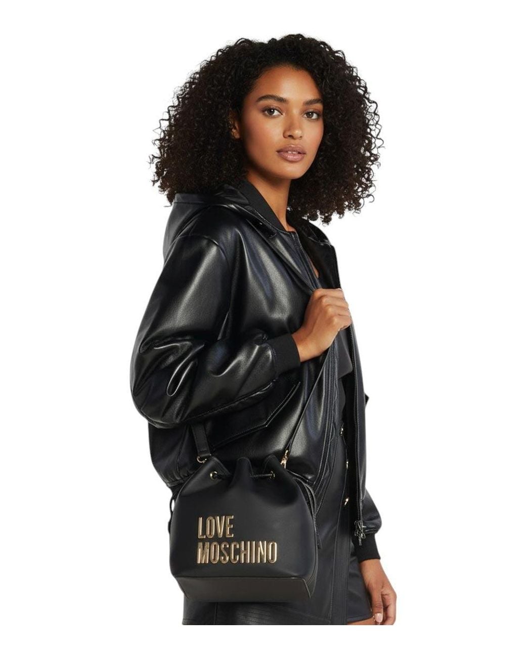 Love Moschino Black Logo Mini Bucket Bag