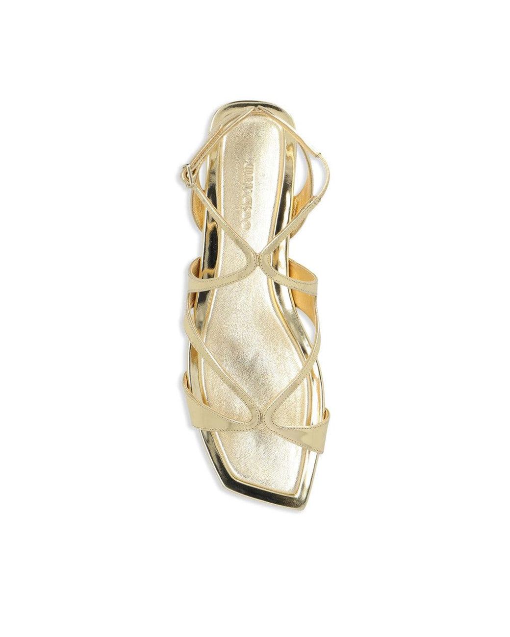 Jimmy Choo Natural Golden Ayla Qui Sandals