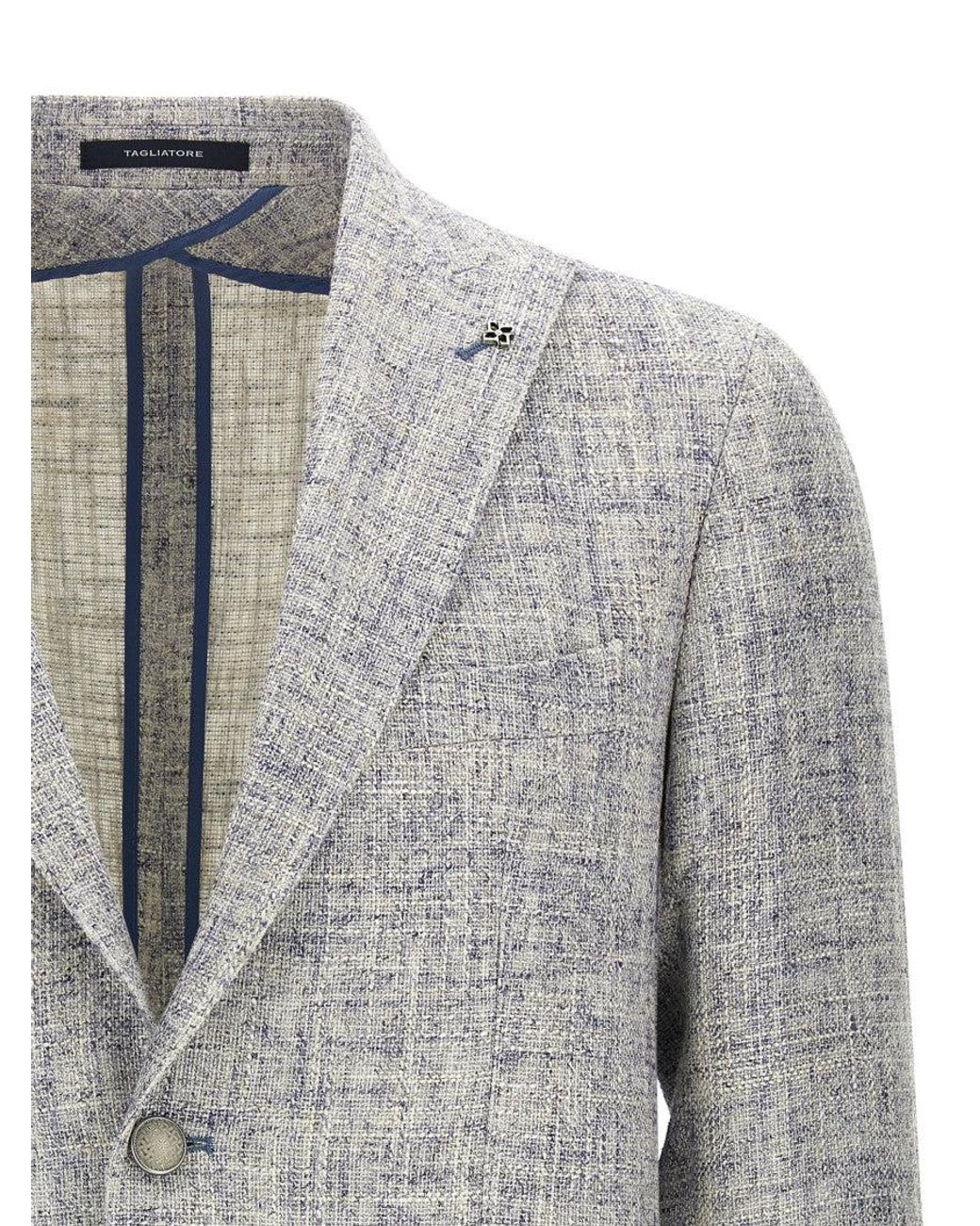 Tagliatore Gray Light Textured Blazer for men