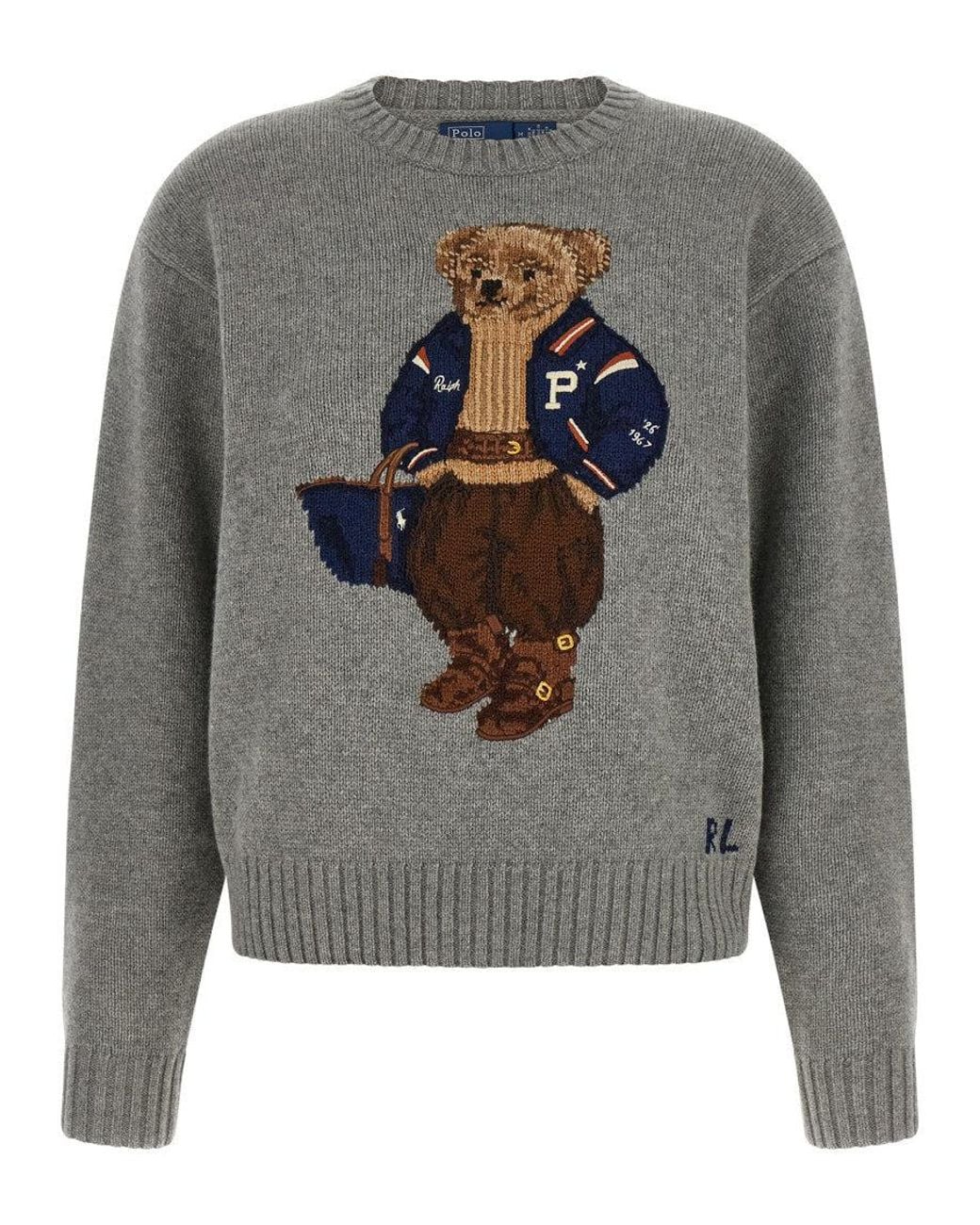 Polo Ralph Lauren Gray Graphic Crew Neck Sweater
