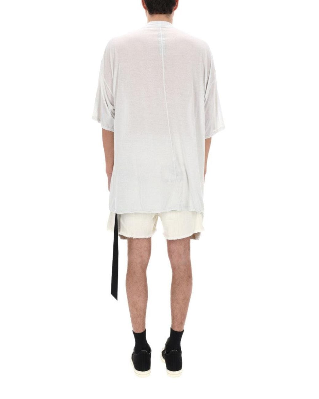 Rick Owens White Solid Crew Neck T-Shirt for men
