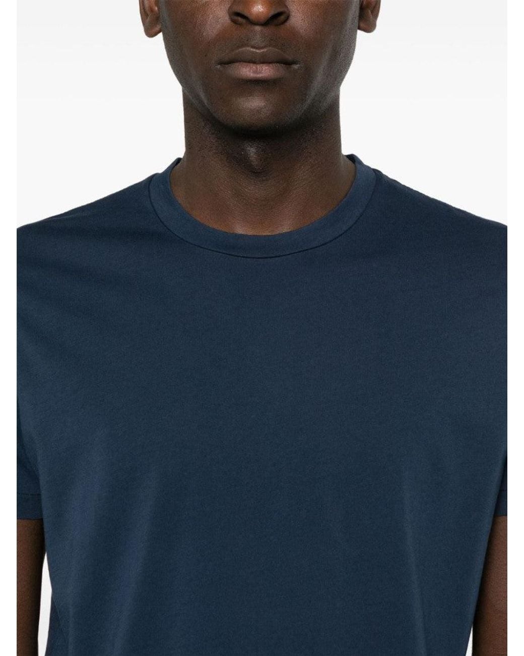 Finamore 1925 Blue Roundneck Solid T-Shirt for men