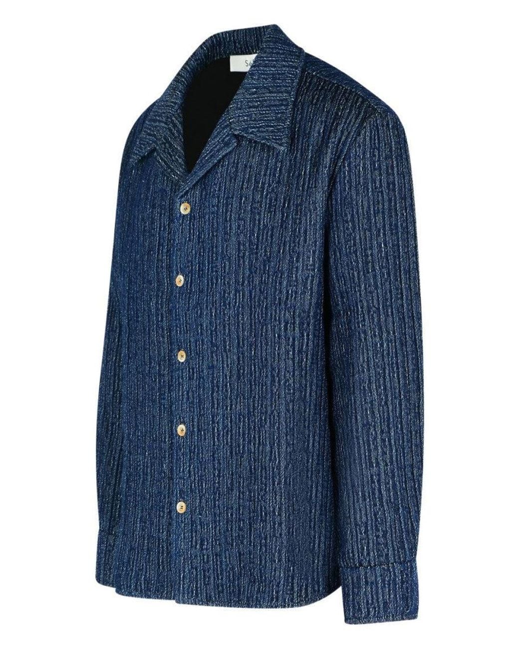 Séfr Blue Textured Shirt for men