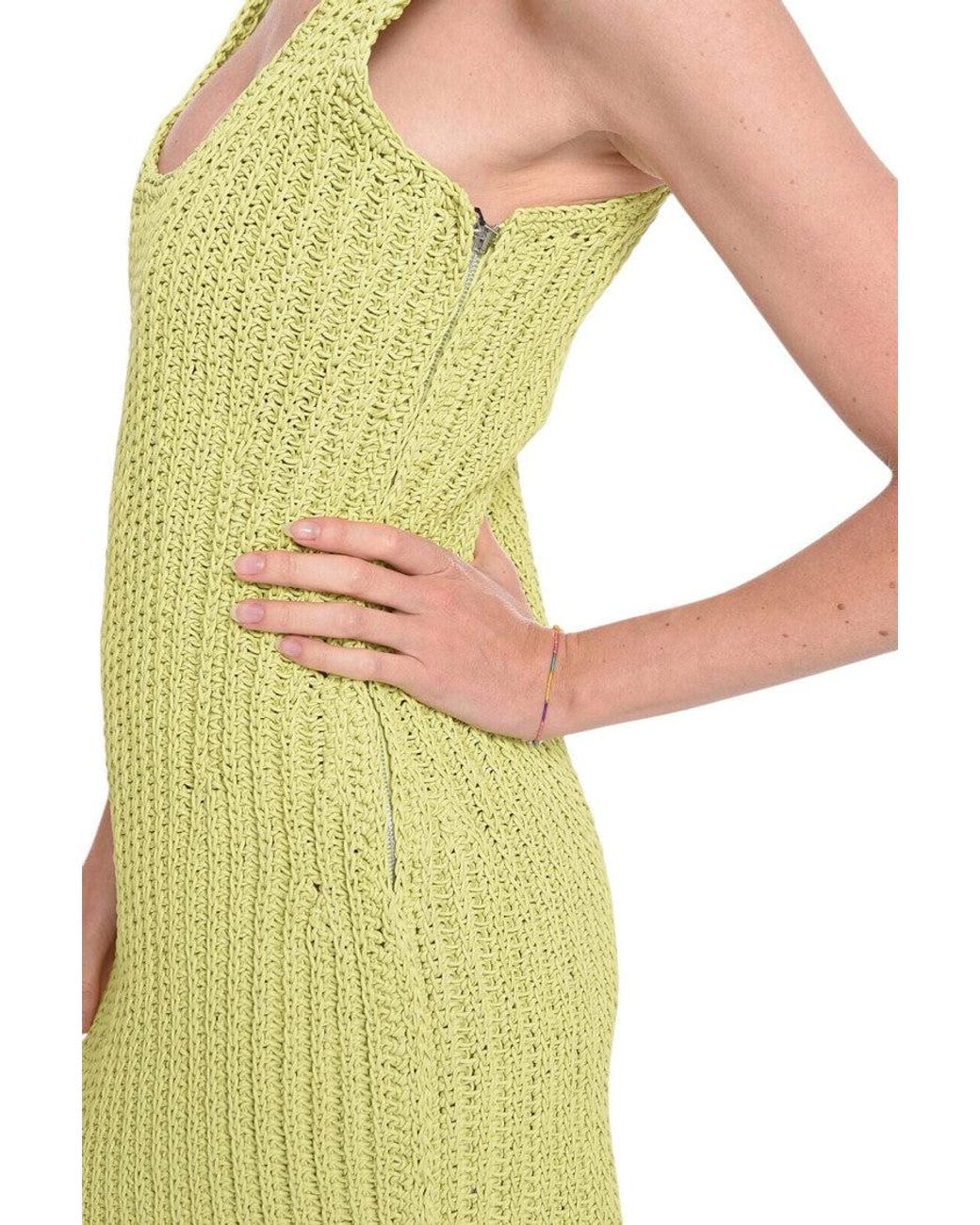 Bottega Veneta Yellow Knitted Scoop Neck Dress