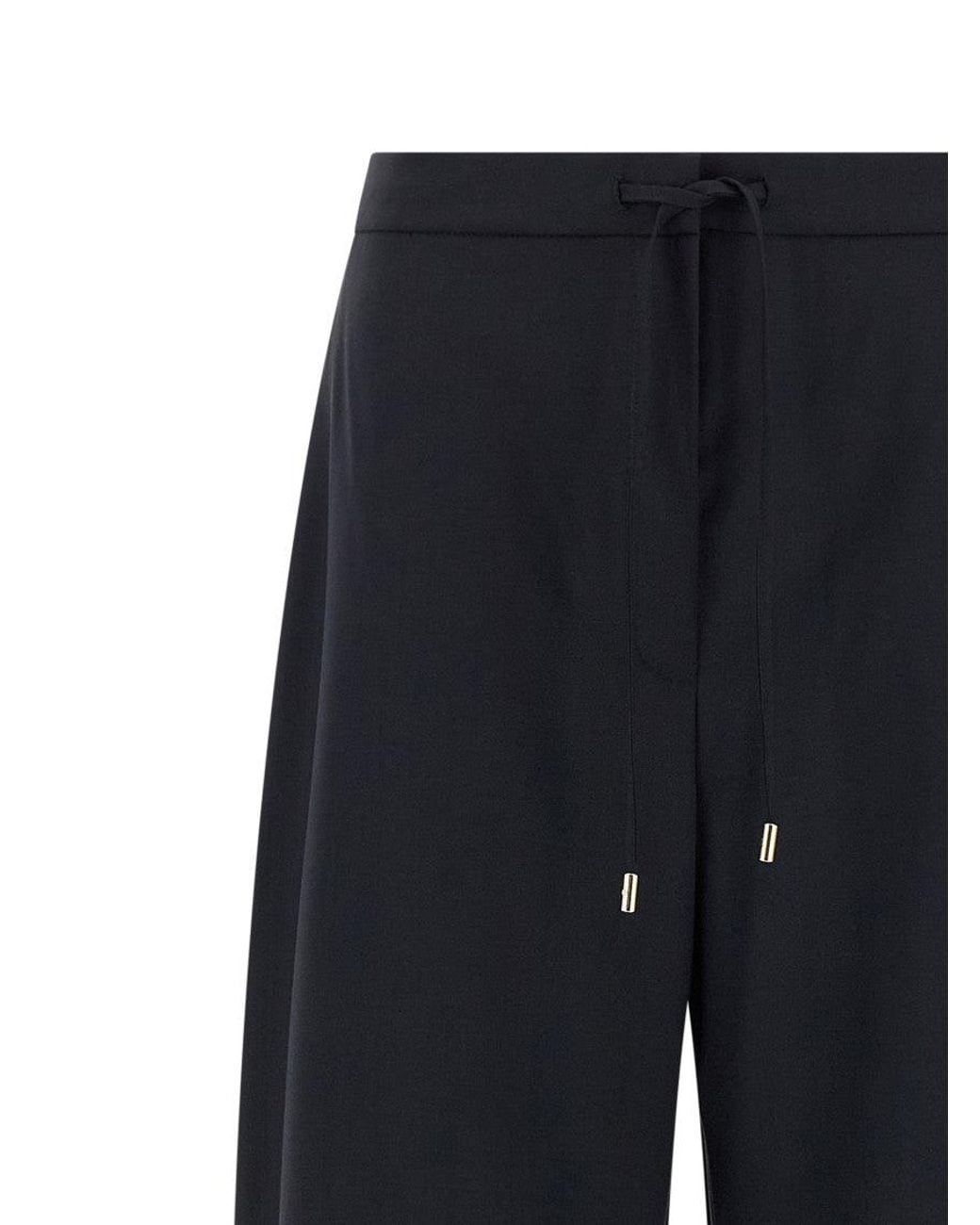 Max Mara Blue Dark Straight Drawstring Pant