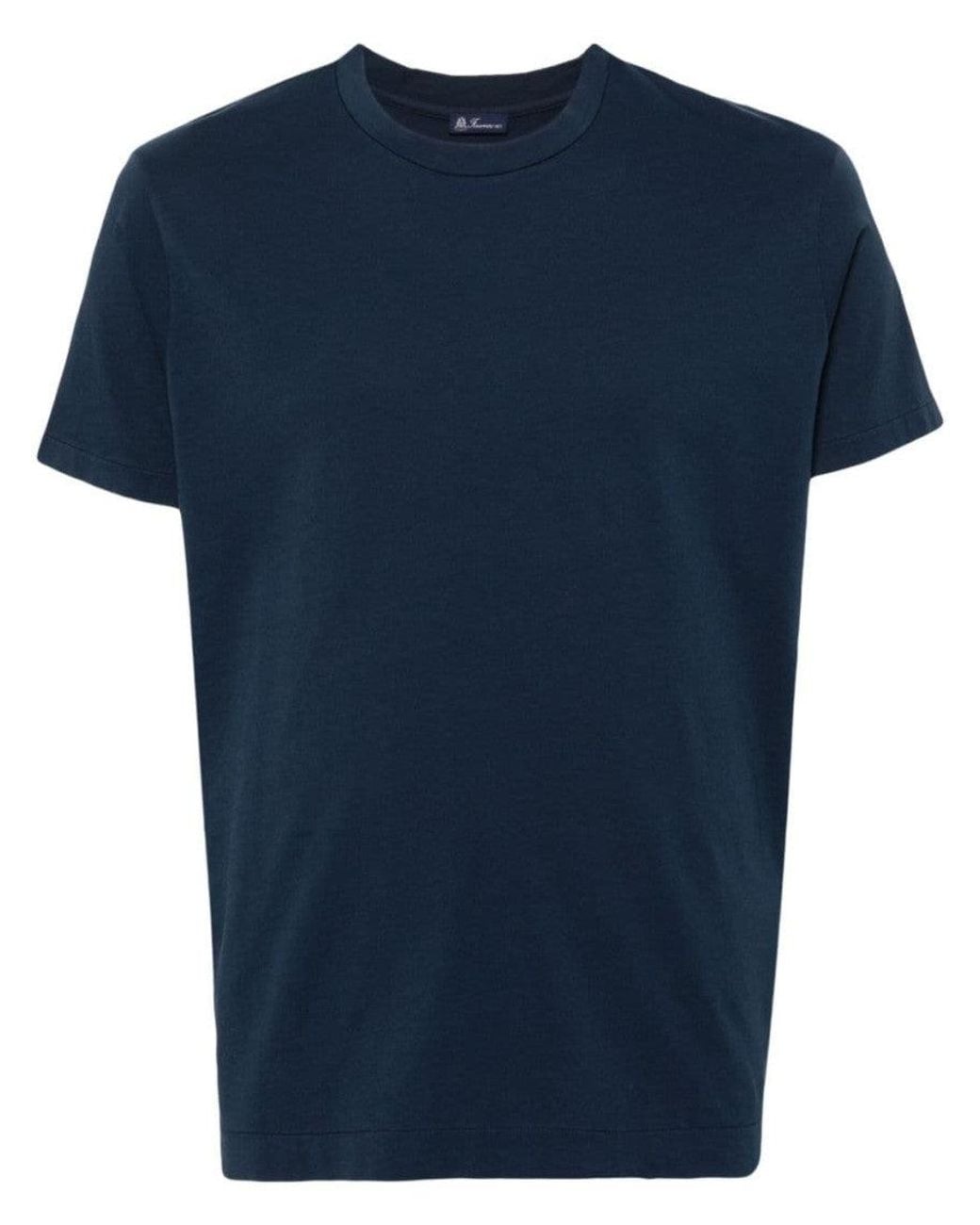 Finamore 1925 Blue Roundneck Solid T-Shirt for men