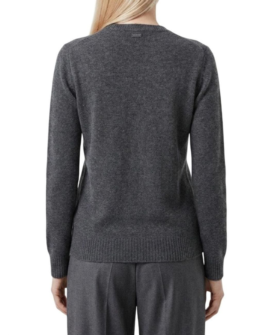 Max Mara Gray Knitted Crew Neck Sweater