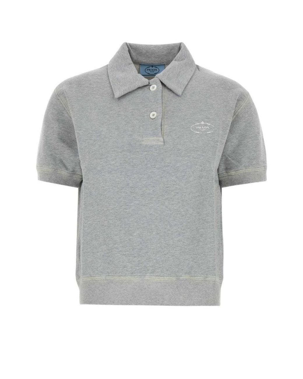 Prada Gray Shirt Sleeves Logo Polo