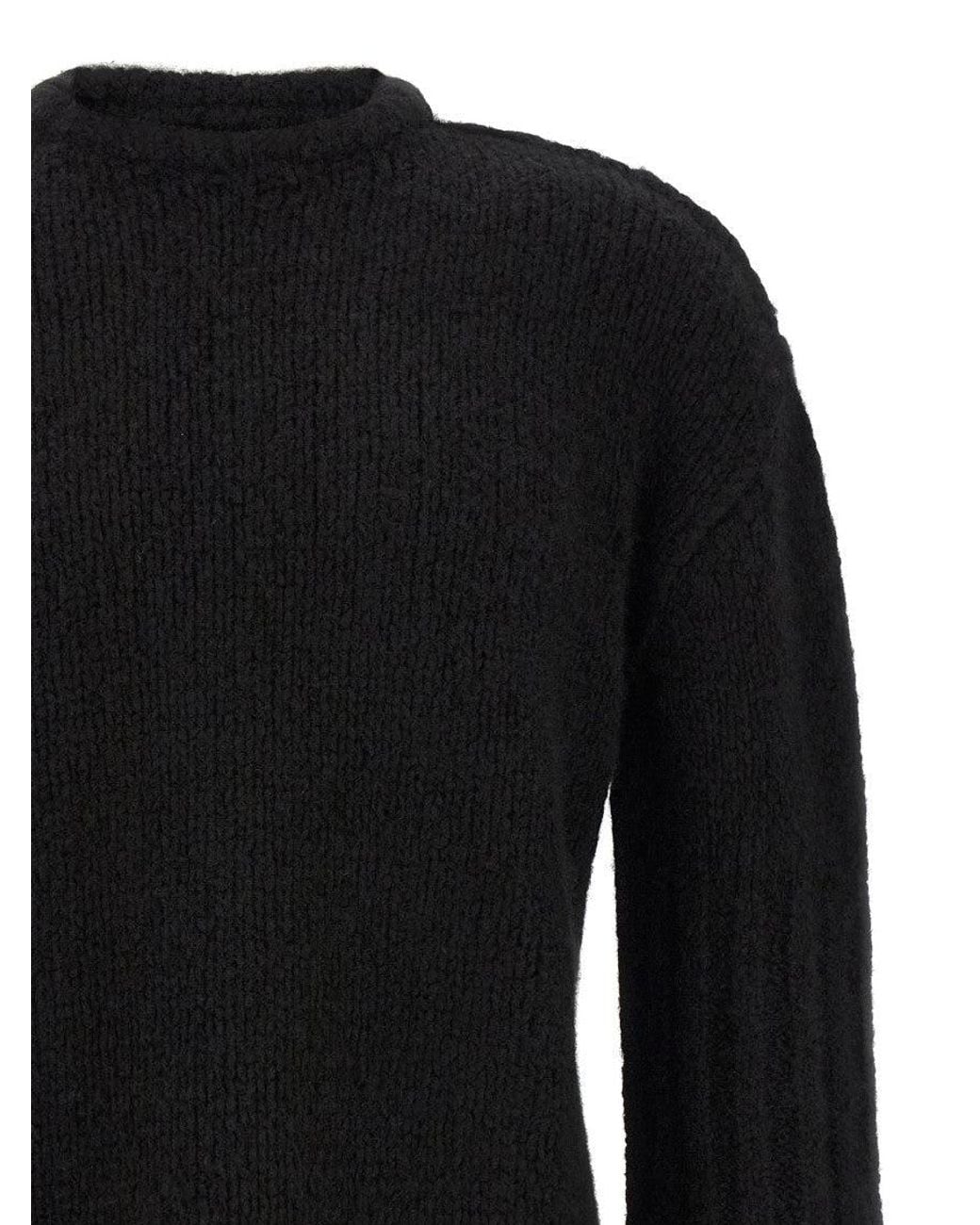 Rick Owens Black Knitted Crew Neck Sweater for men